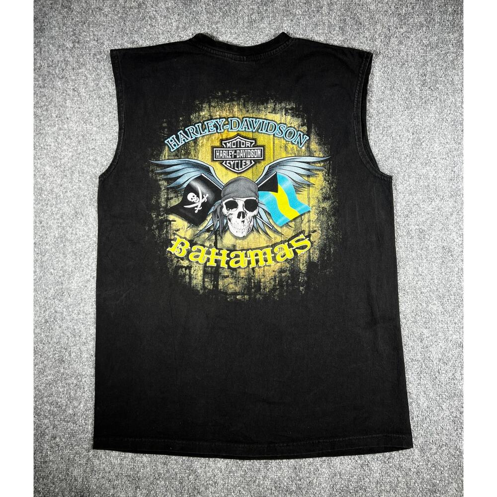 Harley Davidson Bahamas Sleeveless Tee Large Black Pirate Skull